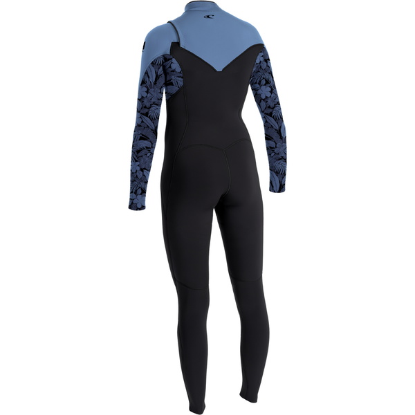 2025 O'Neill Mujer Epic 5/4mm Chest Zip Neopreno 5652 - Black / Stormy Palm / Fade Denim